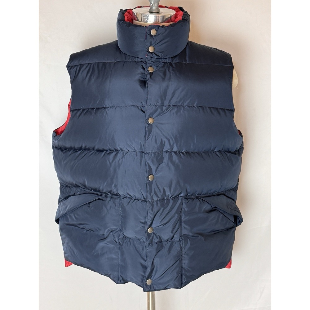 J CREW Mens Expedition Down Navy/Red Down Full Zip Puffer Vest XL